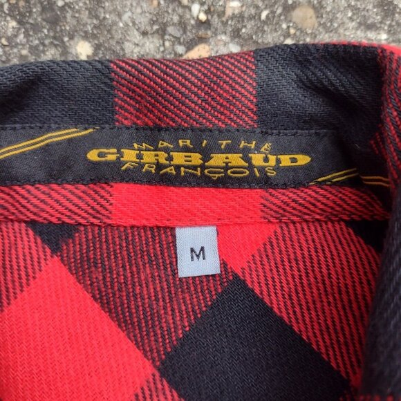 Vintage Girbaud Flannel Shacket Red Black Buffalo Plaid Zip USA Made Men M - Picture 3 of 9